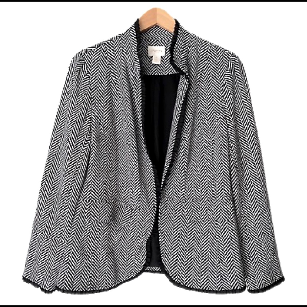 Chico’s Chevron Blazer with black trim